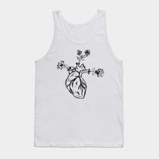 Flowers Growing From Heart Tank Top